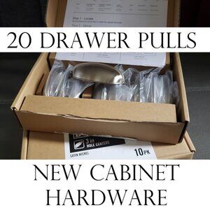 New Everbilt 20 PACK SET 3 in. (76 mm) Satin Nickel Bin Cup Drawer Hardware Pull
